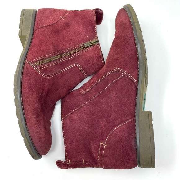 Montana Artisan-Crafted Burgundy Leather/Suede Ankle Booties – Size 6.5 - Picture 3 of 9